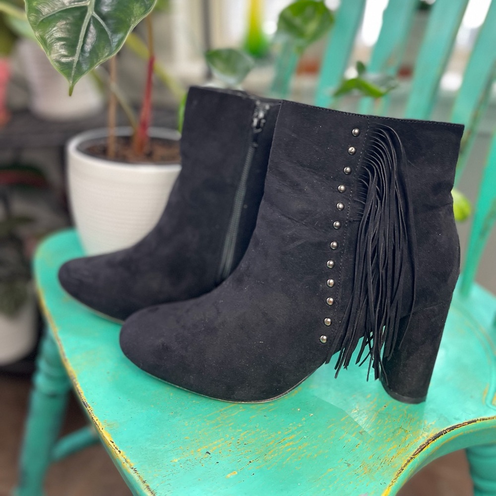 Back Vegan Suede Ankle Boots - Size 10